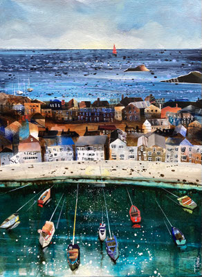 IOS42.  Hugh Town, Aerial View 2.  Original Sold. Print Available 