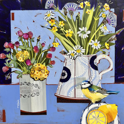 SLB90 Bluetit, Lemons & Spring Flowers.  sold  print available