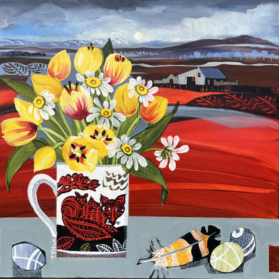 SLM71 Fox Mug & Yellow Tulips 16" in 19" frame £550