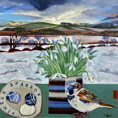SLB84  Winter Sparrow.   original sold  print available 
