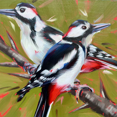 BO148 Woodpeckers 8" in 11" frame £195