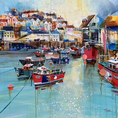 CO44 Mevagissey Morning Glow 21" in 24" frame  £800. print available