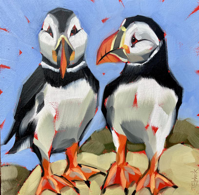 BO33 Puffins original sold      print available £65