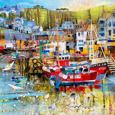 CO35    Red Fishing Boat, Mevagissey   original sold print  £65