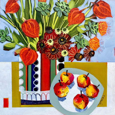 SLM46  Autumn Flowers & Crab Apples    Original  sold   print available