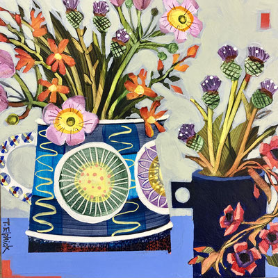 SLM57   Summer Flowers & Cup   Original   sold.  print available
