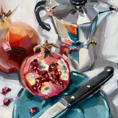 SLO115 Pomegranates on Teal.     Original sold print available