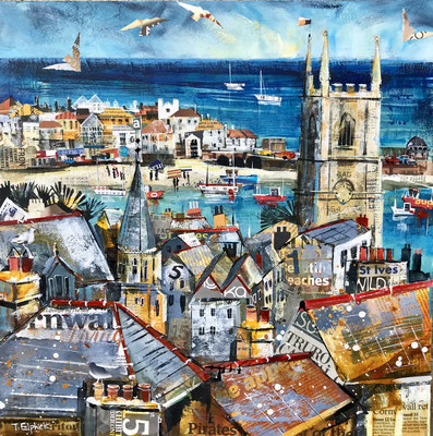 CO19 St. Ives Church & Rooftops    original sold      print available   