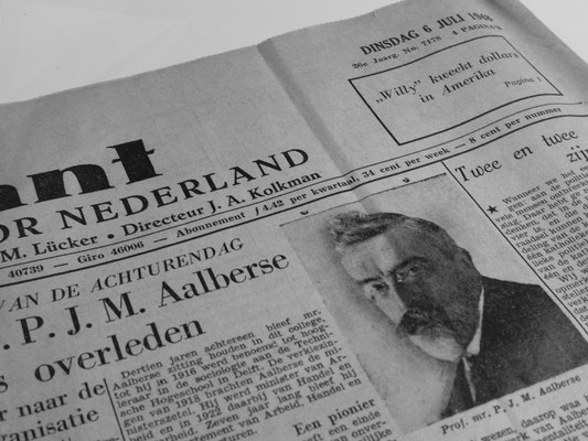 P.J.M. Aalberse & artikel overlijden in de van Volkskrant 6 juli 1948. Betreft (nog) niet aangetoonde familieband)