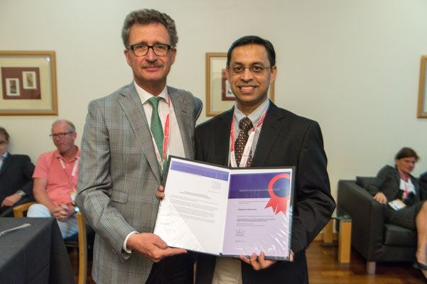 Most Cited Article in 2014: From left to right: Prof. Vorwerk (Past CVIR EiC), Dr. Kalva (awardee)