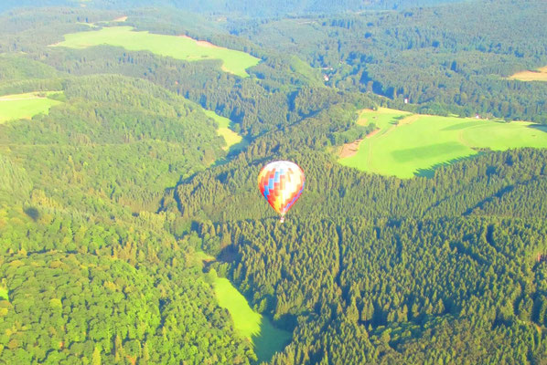 Mit dem Heißluftballon über den Wäldern der Eifel