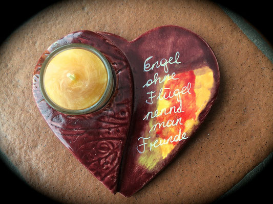 Herzkeramik mit Kerze von Nina Taker