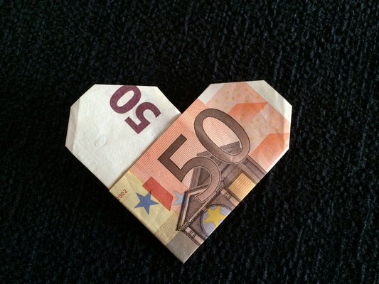 Geldgeschenk als Herz-Origami - Berni für Elke