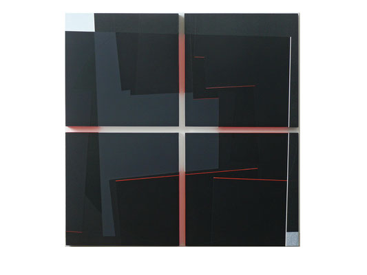 kreuz in rot  82x82cm  acryl auf hartfaser 2015