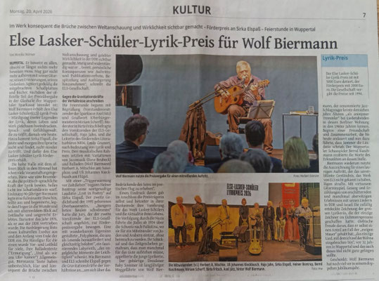 Artikel in der Westdeutschen Zeitung am 20.04.2026