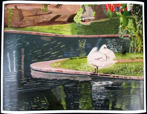 *See original authentic artwork in Oil Paintings section of Artwork page* Swans of the Boston Public Garden, large giclée print on exhibition fiber print paper, 18''x 24'', 12/14/2020, $275