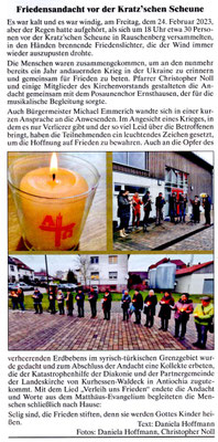 Friedensgebet Februar 2023