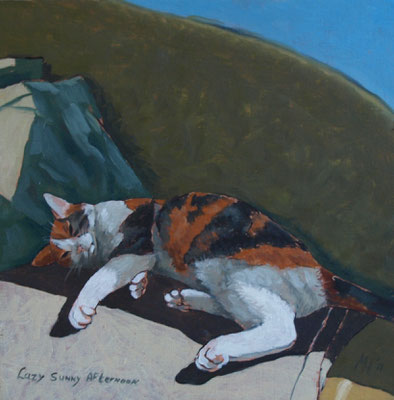 Lazy Sunny afternoon 20x20cm, olieverf op paneel (particuliere collectie)
