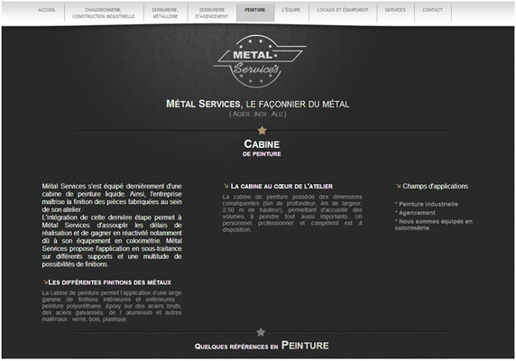 Métal Services,  site internet - onglet Peinture