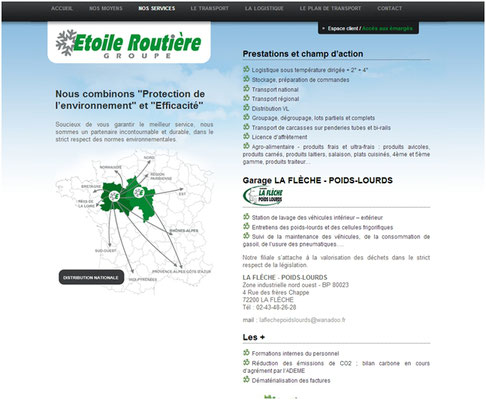 Étoile Routière,  site internet - onglet Nos Services