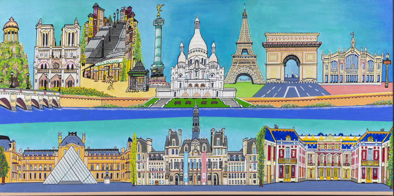 PARIS, MON AMOUR 60X120 - VERKOCHT. ALS GICLEE (=GECERT.REPRODUCTIE OP LINNEN)  EUR 375