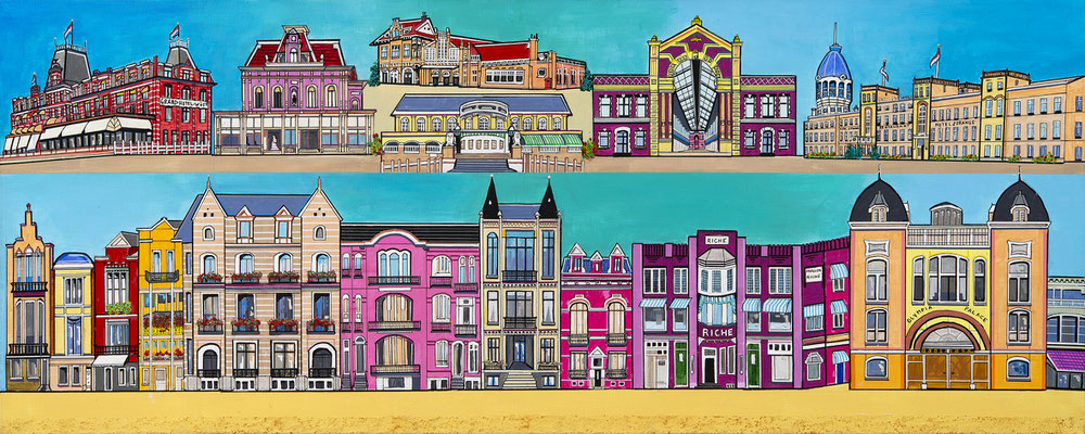 ZANDVOORT 100 JAAR LATER  60x150 EUR 775. ALS GICLEE (=GECERT.REPRODUCTIE OP LINNEN)  EUR 375. 