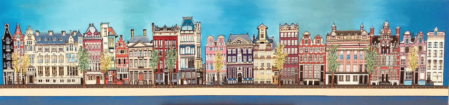 AMSTERDAM, GRACHTENPANDEN HERENGRACHT 50x200 VERKOCHT.  ALS GICLEE (=GECERT. REPRODUCTIE OP LINNEN) 425 EURO OF OP GEBORSTELD ALUMINIUM 395 EURO