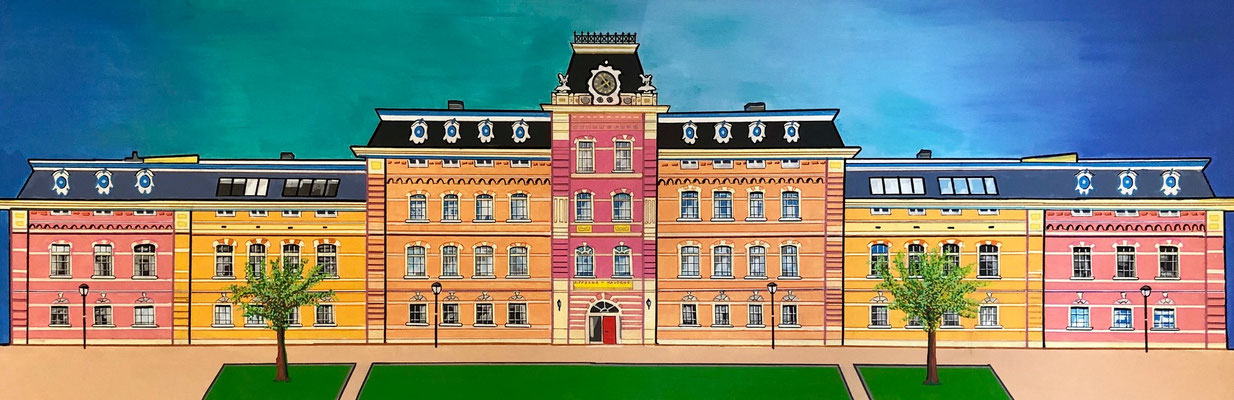 HAARLEM RIPPERDA KAZERNE 50x150 - 770 EUR.  ALS GICLEE (= GECERT. REPRODUCTIE OP LINNEN) 400 EURO