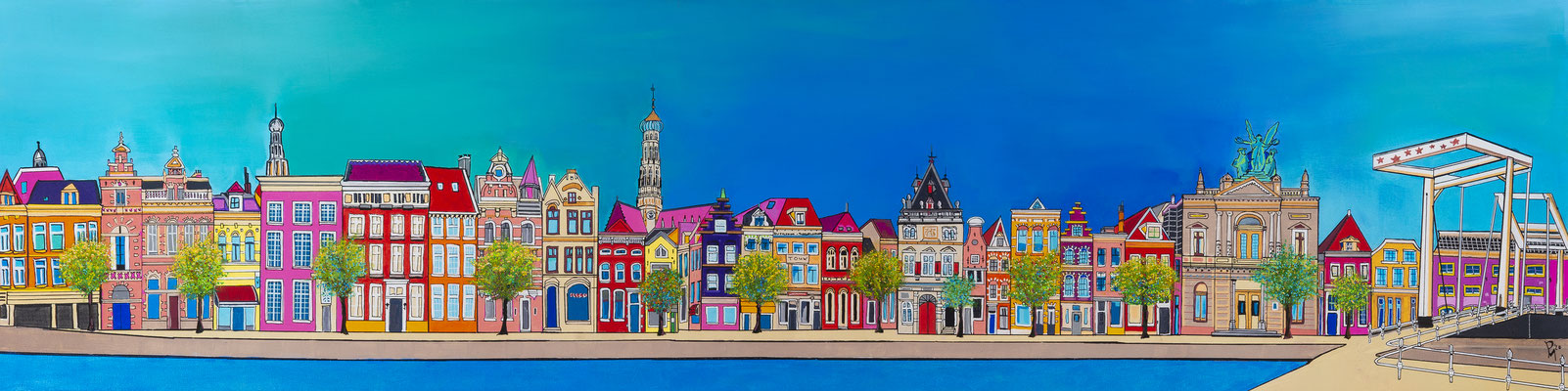 HAARLEM, SPAARNE 50x200 VERKOCHT. ALS GICLEE (=GECERT. REPRODUCTIE OP LINNEN 50x200) 425 EURO