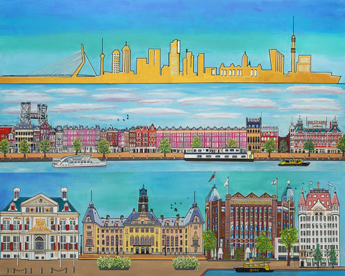 ROTTERDAM 120x140 VERKOCHT. ALS GICLEE (=GECERT.REPRODUCTIE OP LINNEN)  EUR 490. OOK IN DELEN VERRKRIJGBAAR, PRIJS OP AANVRAAG.
