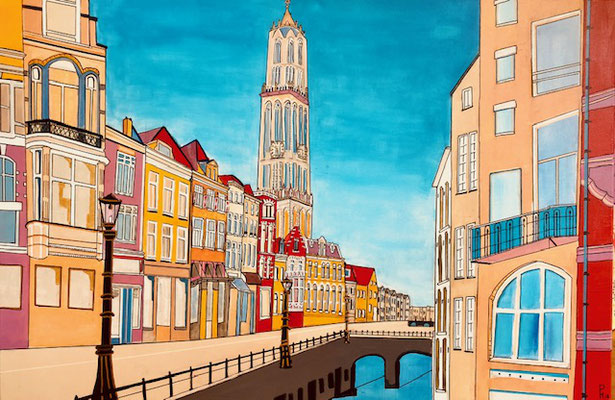UTRECHT, VISMARKT 80 x 140 VERKOCHT.  ALS GICLEE (= GECERT. REPRODUCTIE OP LINNEN)  425 EURO