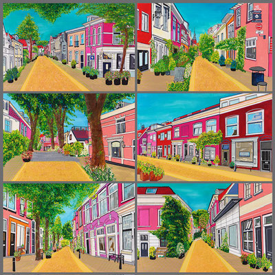 HAARLEM compilatie DE VIJFHOEK 60x60 CANVAS op DIBOND EUR 195. OOK TE kOOP ALS 6 LOSSE AFBEELDINGEN (30x20) OP FINE ART PAPIER EUR 50 PER SET.