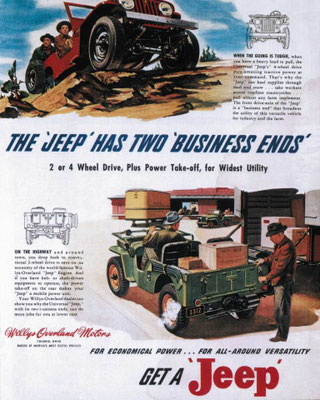 ancienne affiche publicitaire pour la jeep willys