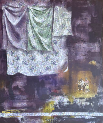 was bleibt 21 Acrylfarbe auf Textil 100x120 cm