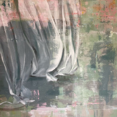 was bleibt 7 Acrylfarbe auf Textil 120x120 cm