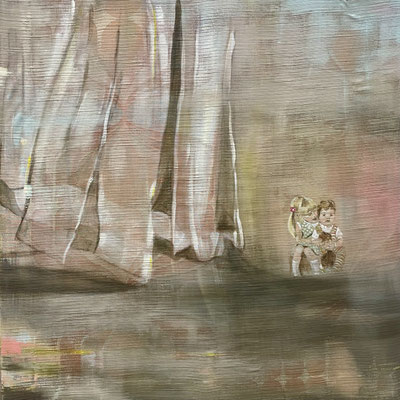 was bleibt 28 Acrylfarbe auf Textil 70x70 cm