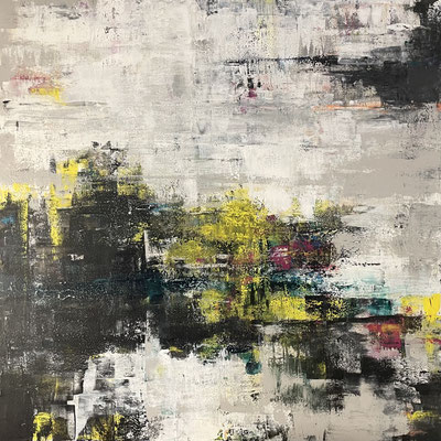 Acrylfarbe und Ölpastellkreide auf Leinwand 120 x 120 cm  XL