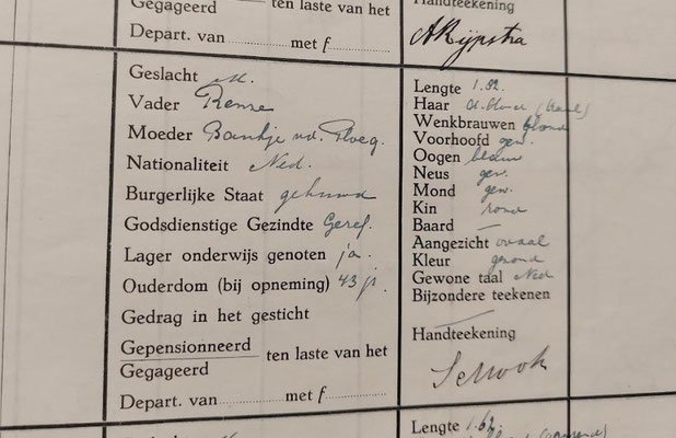 Inschrijfregister Huis van Bewaring Leeuwarden