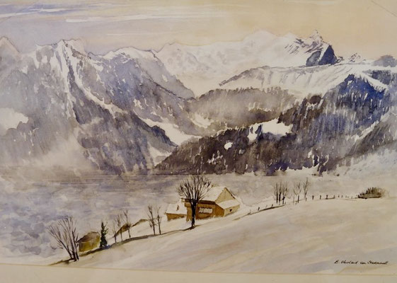 Giswiler Berge, Aquarell watercolour von Paul Townend