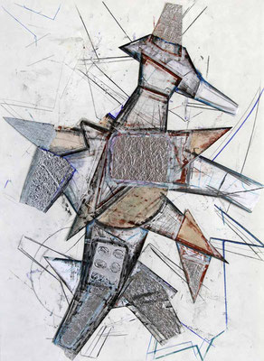 Splitter, 60 x 42 cm, Collage/Zeichnung, 1/2023