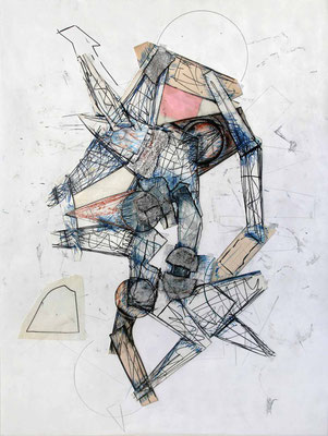 Skulpturskizze, 120 x 90 cm, Collage/Zeichnung, 11/2022