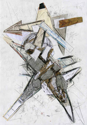 Skulpturskizze, 100 x 70 cm, Collage/Zeichnung, 2023