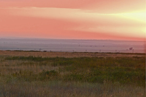 Sonnenuntergang in der Orenburger Steppe.