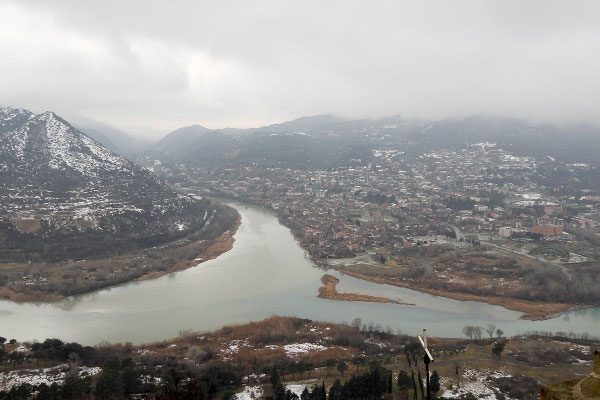 Zusammenfluss von Kura und Aragwi bei Mzcheta