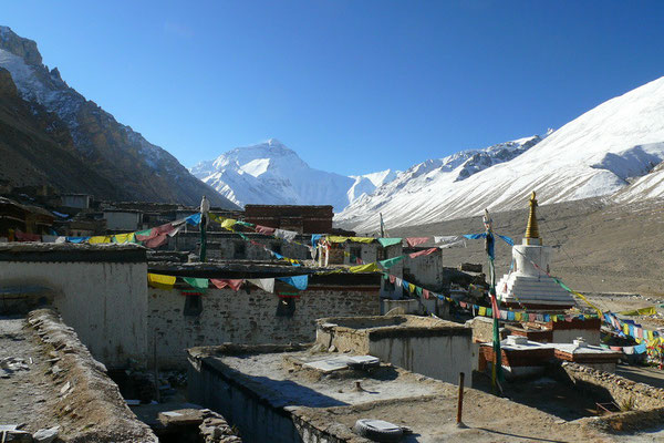 Het hoogste klooster ter wereld: Rongbuk Gompa op 5010 m.