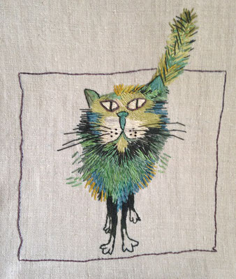 ..die gestickte Katze ... von Gina Ballinger