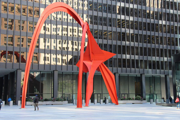 'Flamingo' Skulptur von Alexander Kalder, The Loop, Chicago, USA