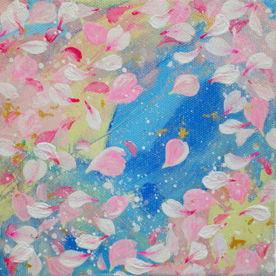 『 Seize the day 』acrylic, 24k gold-leaf, mixed-media on canvas (15×15×3.5cm)