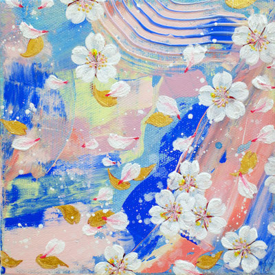 『 Destiny is mine 』acrylic, 24k gold-leaf, mixed-media on canvas (15×15×3.5cm)