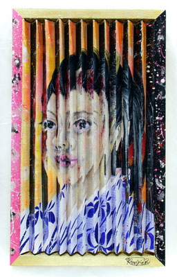 『 Anemone 』acrylic on paper, covered resin (45.5×27.3cm/M8)